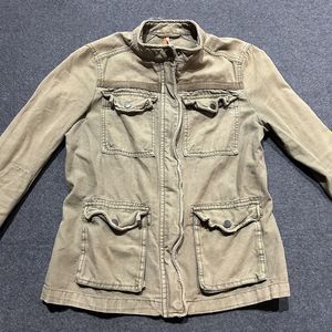 Free People Cotton Blend Military Cargo‎ Green Army Jacket Small
